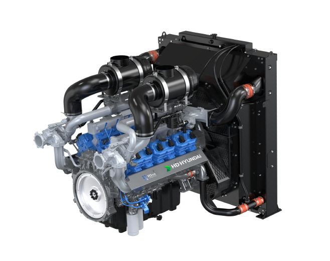 [사진] HD건설기계가 4일부터 7일까지 나흘간 킨텍스(KINTEX)에서 열리는 국내 최대 수소 산업 행사에 참가해 22리터급 수소엔진을 세계 최초로 공개한다