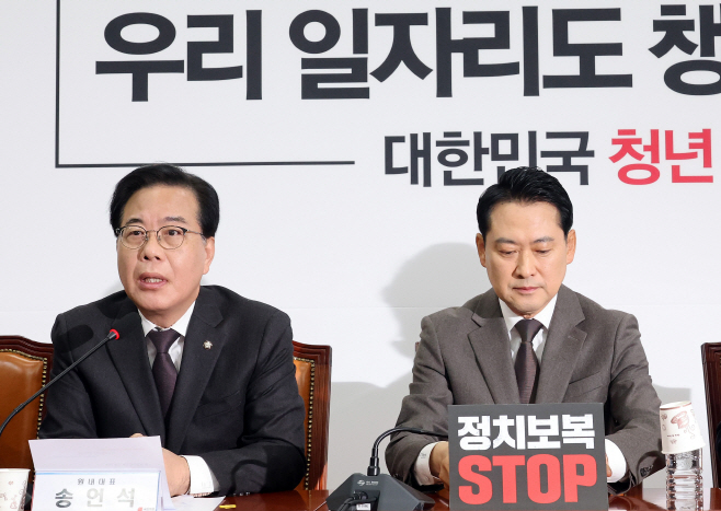 최고위원회의 참석한 국민의힘 지도부<YONHAP NO-2667>