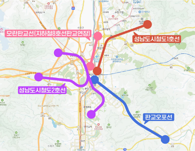 교통기획과-경기도 도시철도망 구축계획에 반영된 성남시 4개 도시철도 노선