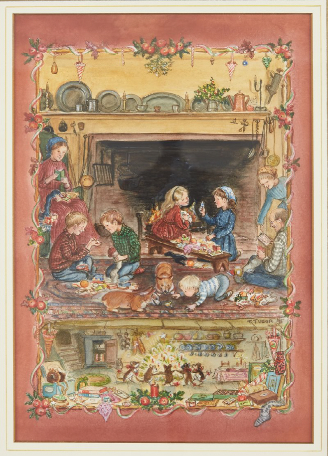 (주요작) Tasha Tudor, Tasha's Christmas Stockings, 1995, Pencil and waterco...