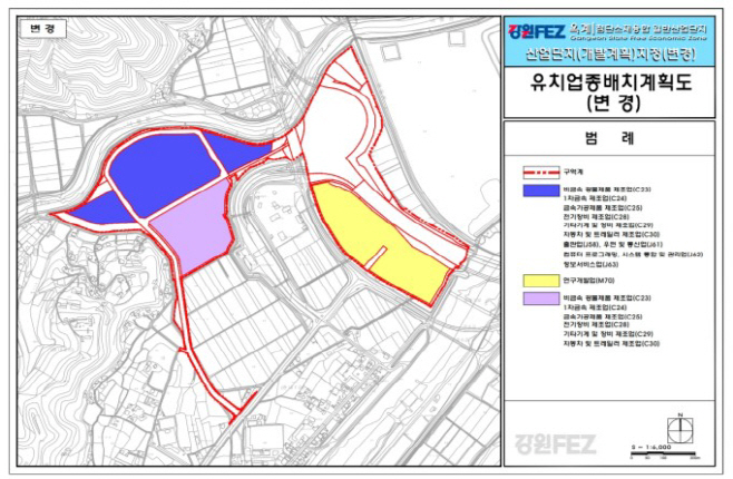 옥계지구 유치업종 배치 계획도