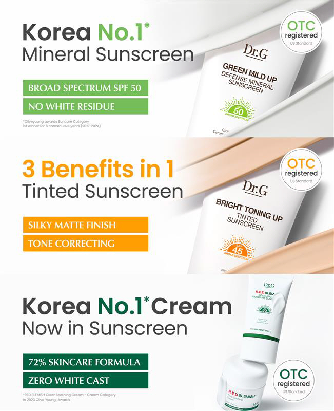 [이미지2] 미국 아마존 공식 판매를 시작한 닥터지 OTC 인증 선케어 3종 (사진제공=닥터지)