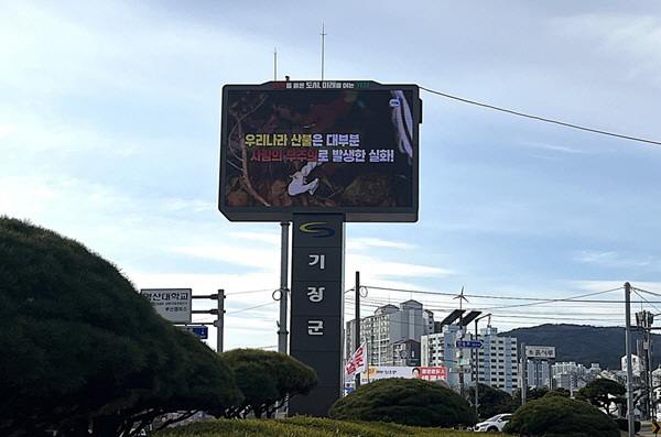 2-1. 기장군 기장읍 교리삼거리에 설치된 대형 재해문자전광판