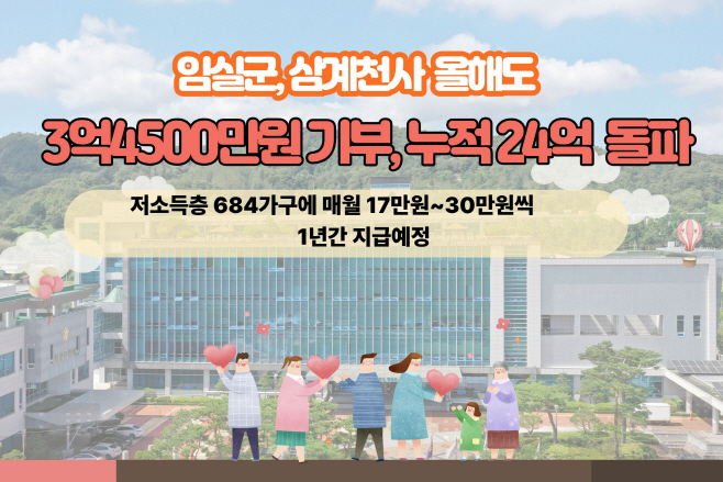 1.임실군, 삼계천사 올해도 3억4500만원 통큰기부, 누적 24억 돌파2