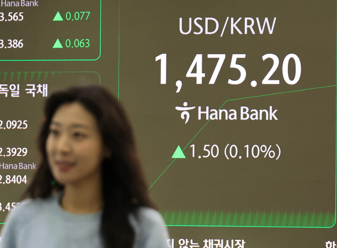 내려오지 않는 환율<YONHAP NO-2250>