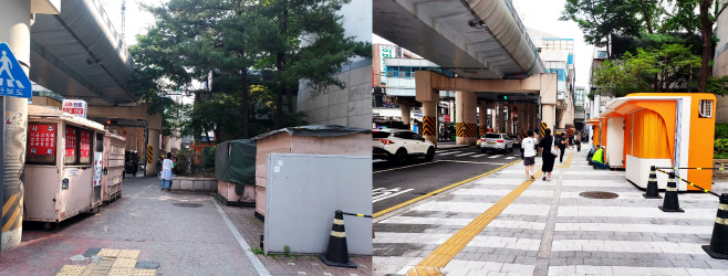 [노원구 보도사진1]노원 혁신형 거리가게 조성 전,후 비교