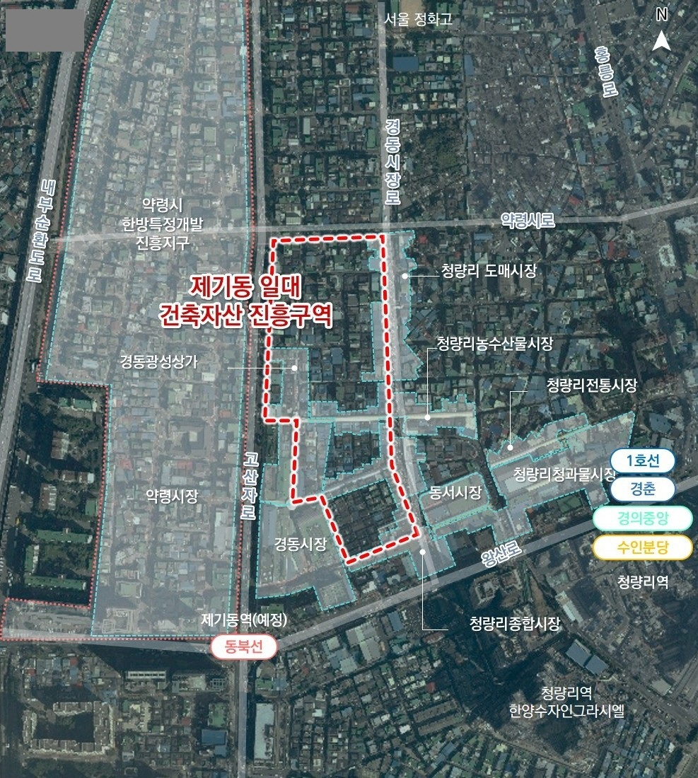 제기동 일대 건축자산 진흥구역 위치도
