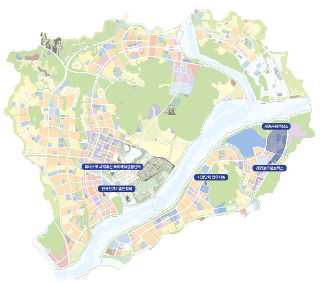 행복도시 주요 기관 및 기업 위치도