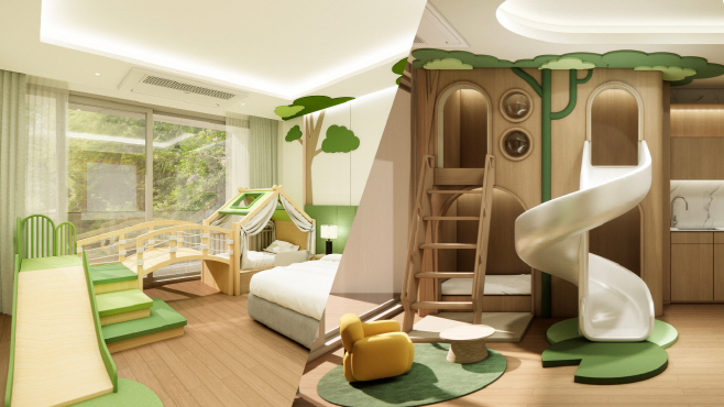 1. 리솜리조트 솜니아 키즈룸 2종 투시도. S20형(좌)과 S30형(우)