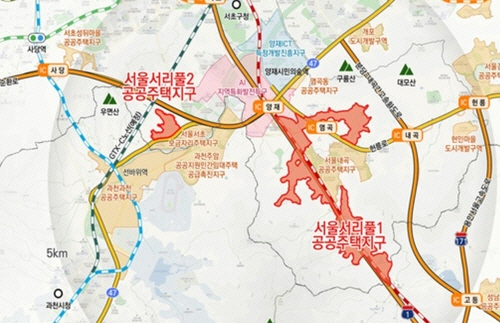 서울 서리풀 공공주택지구 위치도