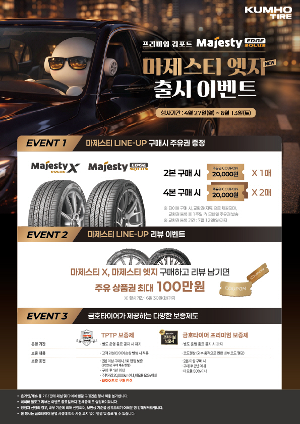 [사진] 금호타이어, 신제품 출시 이벤트 연장 실시 (마제스티 솔루스 EDGE 출시 기념 이벤트)