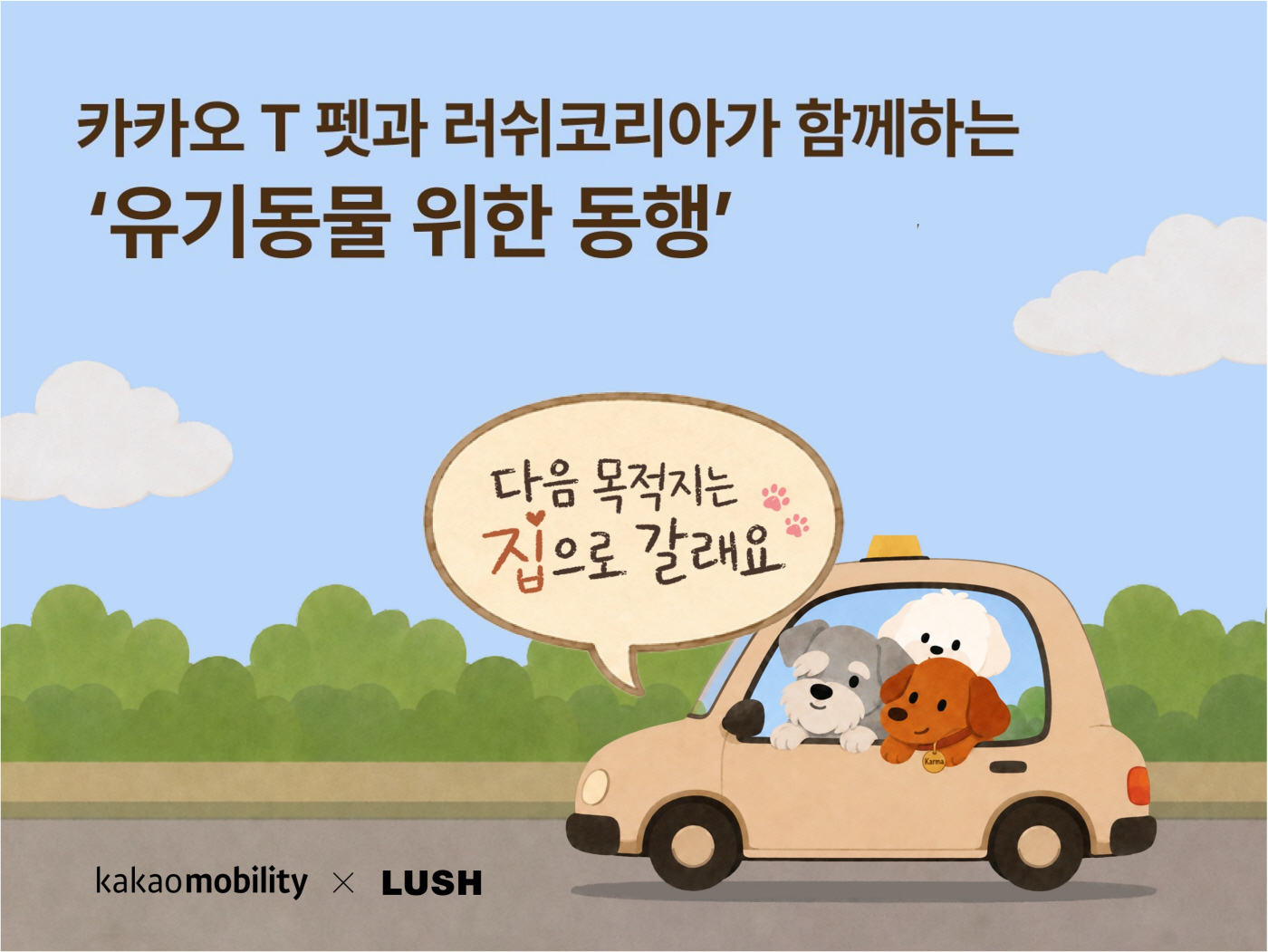 [이미지] 카카오 T 펫. 러쉬코리아와 손잡고 ‘유기동물 위한 동행’ 나선다