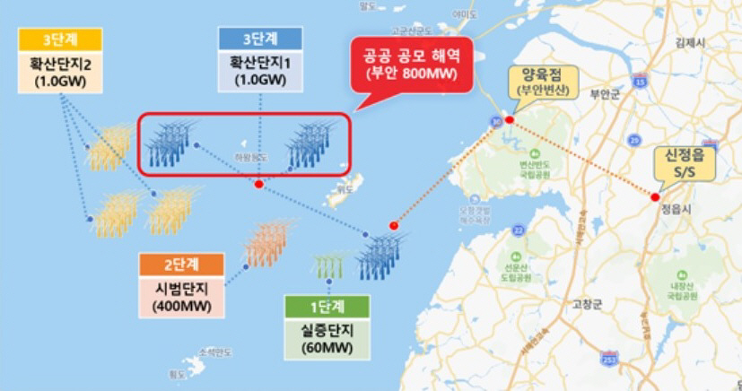 사진. 서남권 해상풍력 800MW 공모 사업부지_전북도 제공