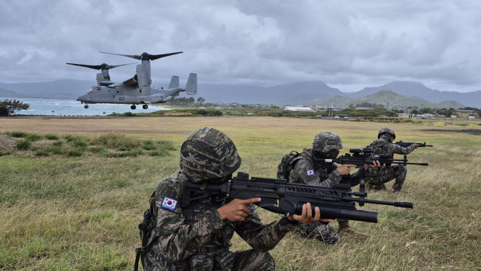 해병대 MV-22 오스프리 공중돌격 훈련<YONHAP NO-5488>