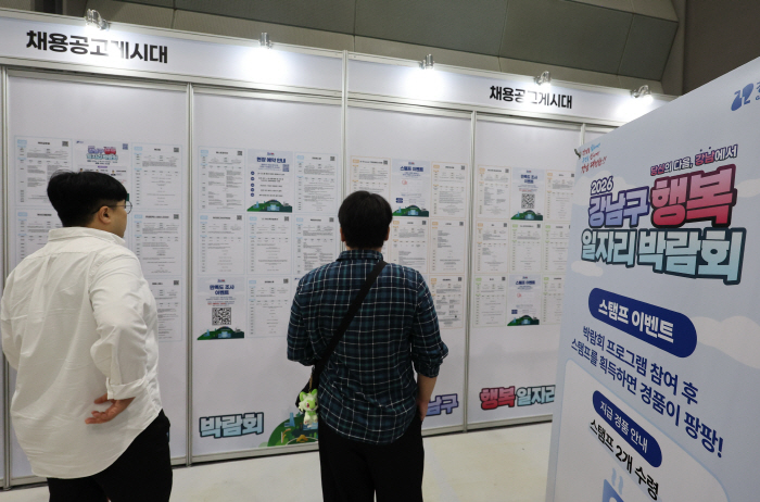 채용공고 살펴보는 구직자들