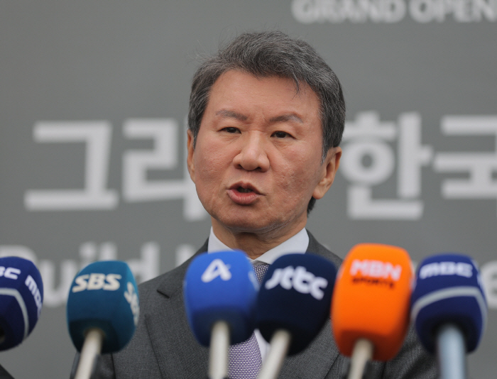 코리아풋볼파크 개관 소감 말하는 정몽규 대한축구협회장