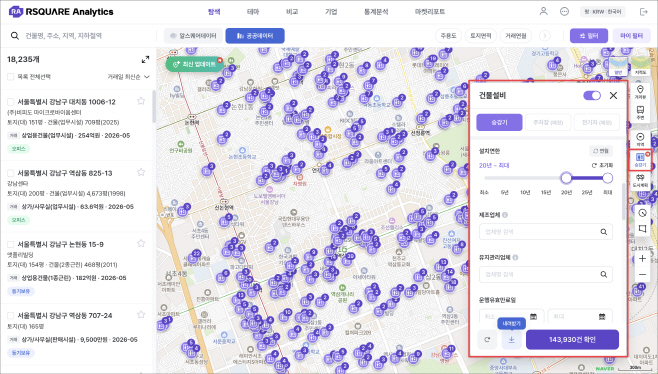 알스퀘어 RA, 건물 설비 데이터 대폭 확대