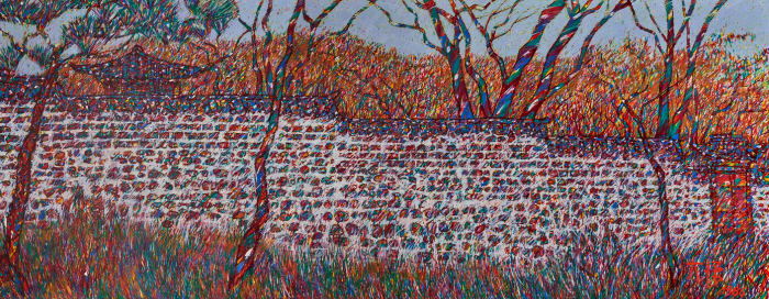 이대원, 〈담(秘苑)〉, 1986, 캔버스에 유화 물감, 208 × 504cm, 외교부 주미국 대한민국대사관