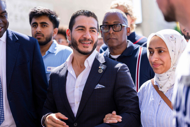 US-MICHIGAN-DEMOCRATIC-SENATE-PRIMARY-WINNER-ABDUL-EL-SAYED-HOLD