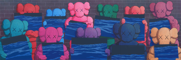 치유, 2025, Acrylic on canvas, in 3 parts, 218.4 x 655.3 cm, Photo Farzad Owrang, Courtesy of Space K