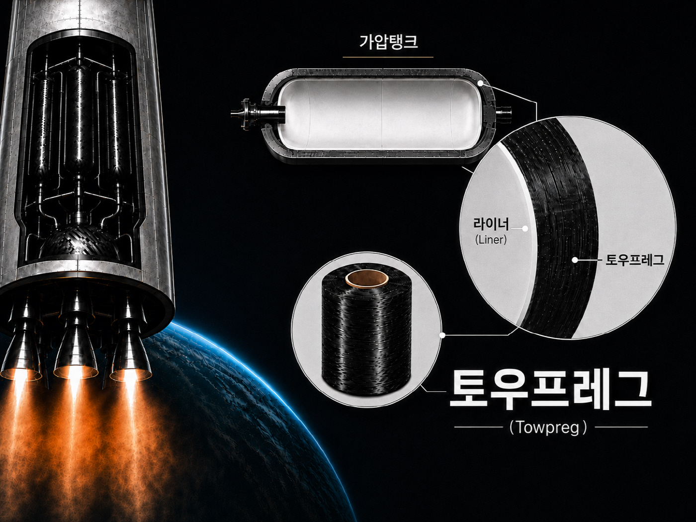 참고이미지_코오롱스페이스웍스가 독자 개발한 토우프레그와 이를 적용한 가압탱크 구조