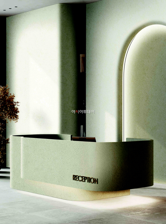 Luxury front desk lobby, 3d rendering