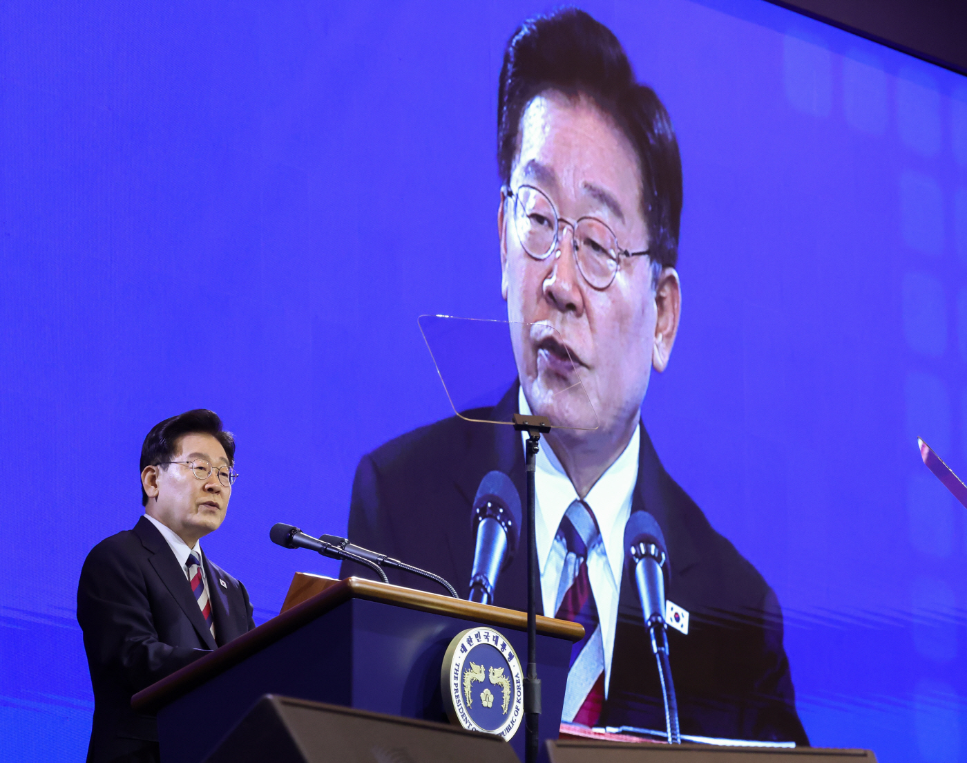 격려사하는 이재명 대통령<YONHAP NO-5669>