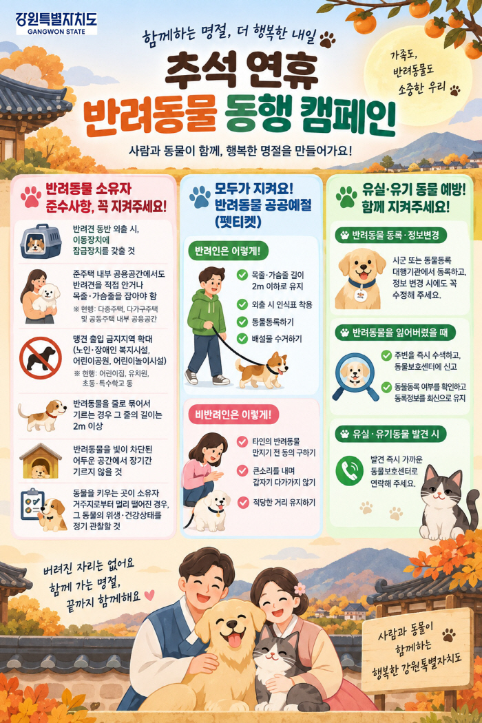 강원도 반려동물 동행 캠페인 홍보 포스터