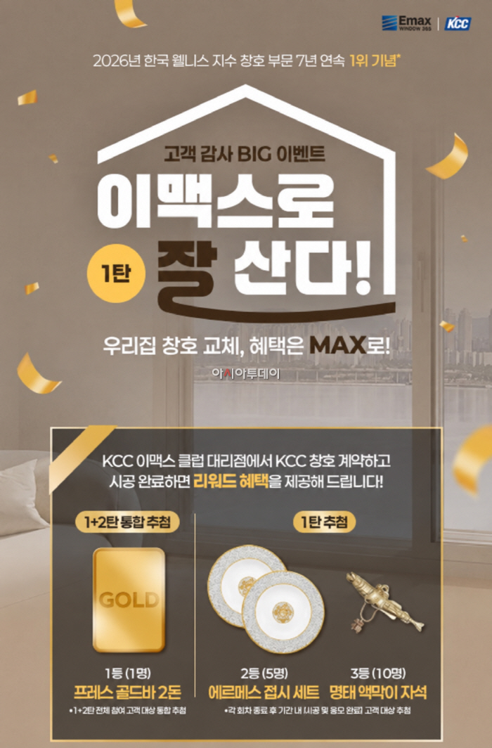 2026 한국웰니스지수 창호 부문 7년 연속 1위 기념 고객 감사 이벤트 이맥스로 잘 산다! 진행