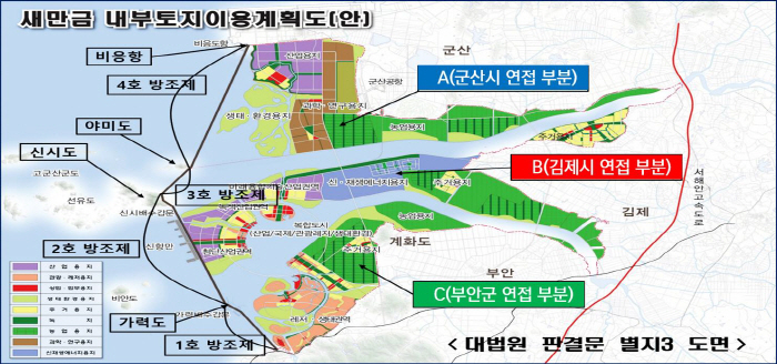 새만금 방조제 관련 대법원 판결문 별지 도면(대법원 2010추73, 2015추566)