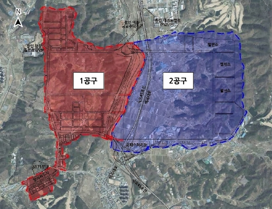 사진설명1 용인 반도체 클러스터 국가산업단지 조성공사 1공구 및 2공구 위치도, LH제공