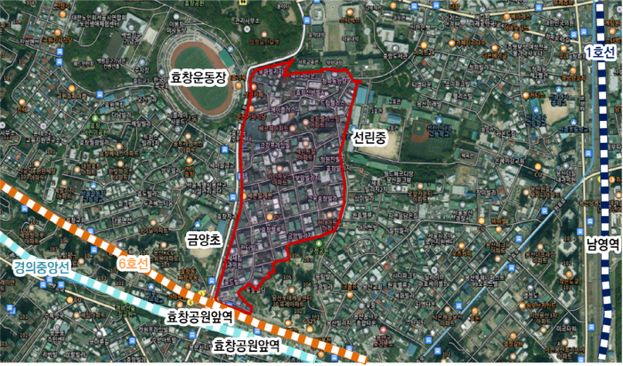 효창공원앞역 북측 위치도