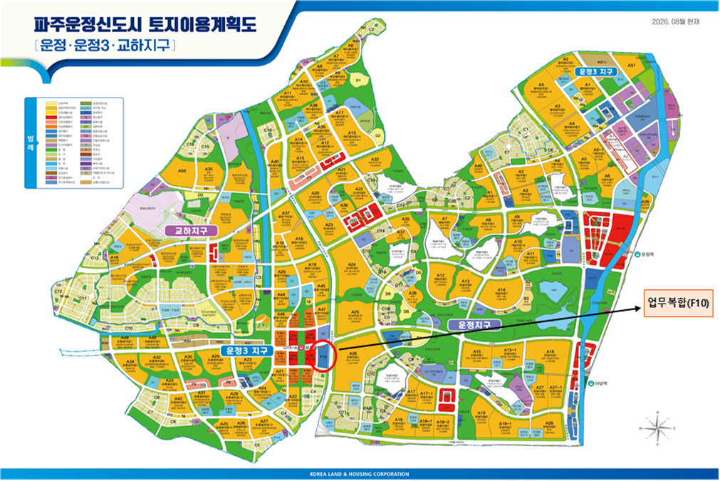 파주운정3지구 업무복합용지 F10블록 위치도