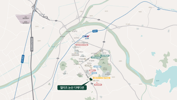 충남 논산시 '엘리프 논산 디에디션' 아파트 위치도