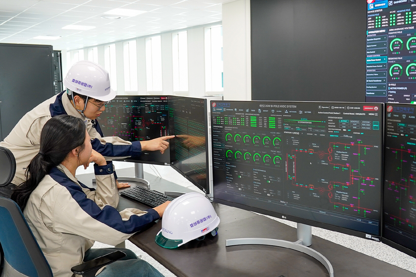 사진자료 2. 효성중공업 직원들이 HVDC 제어기 성능 검증 시험을 수행하고 있다