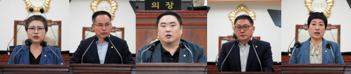 사진 왼쪽부터 김제시의회 김영자, 오상민, 김승일, 김진수, 손정애의원