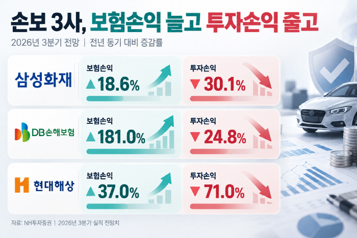 손보 3사 손익 전망 인포그래픽