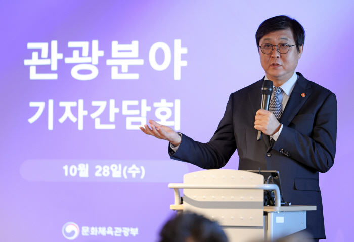 발표하는 최휘영 문화체육관광부 장관