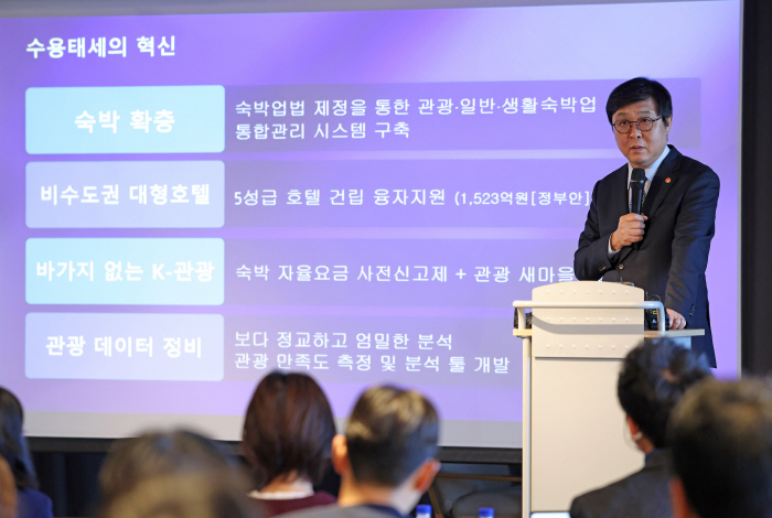 발표하는 최휘영 문화체육관광부 장관