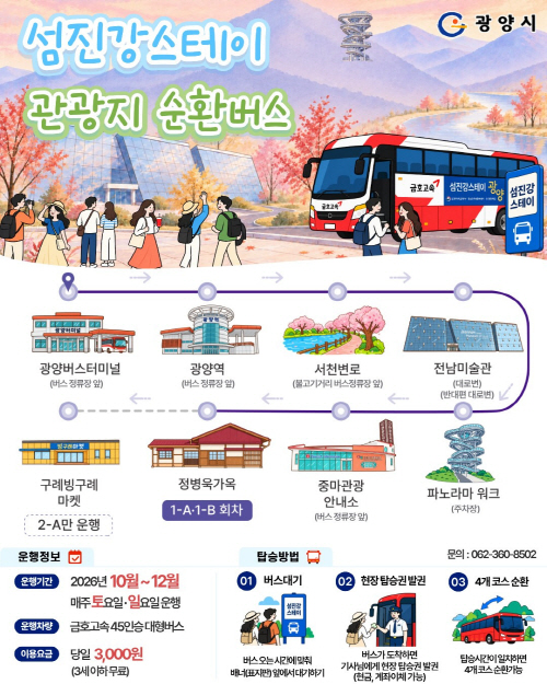 섬진강 4개 시군 관광지 잇는 순환버스 운행